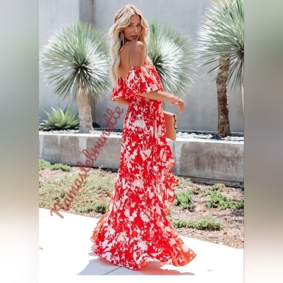 Floral High Low Off The Shoulder Maxi Dress - Picture 5 of 11